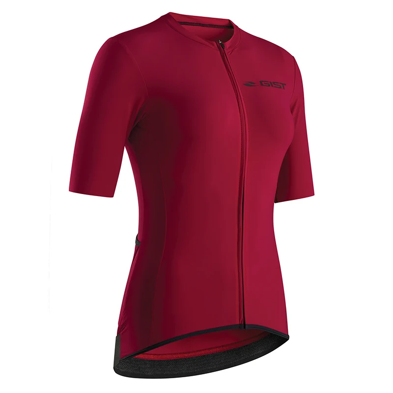 Maillot Gist Lady - Femme Manches Courtes Supremo Zip Total Rouge Amarante S