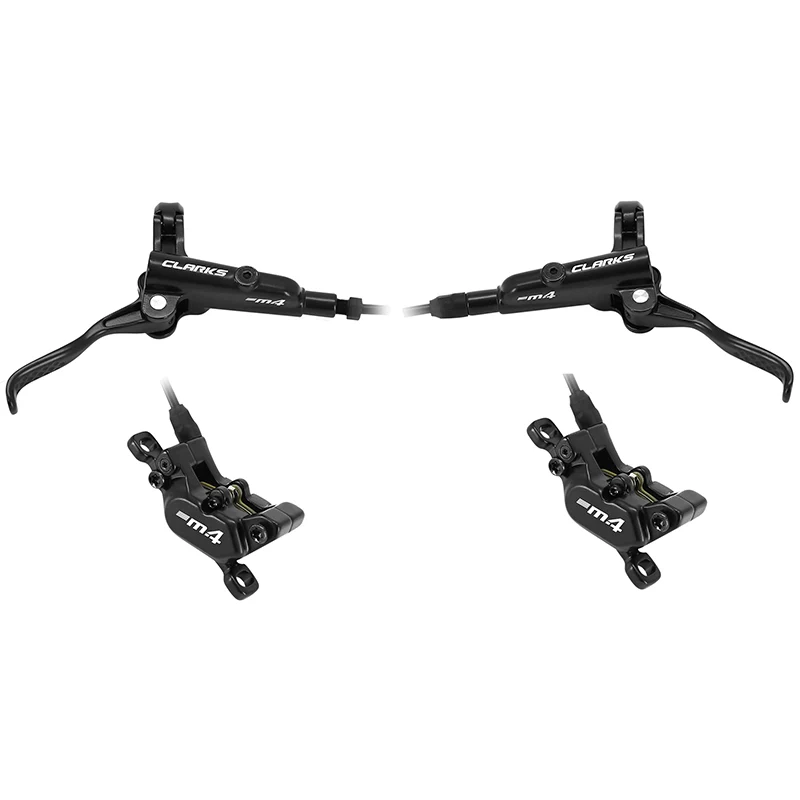 Frein A Disque VTT Hydraulique Clarks M4 Avant Et Arrière Post Mount Noir Durite 1000 mm-1700 mm Systeme 4 Pistons Pour Disque 180 mm (Sans Disque) (Montage Atelier)