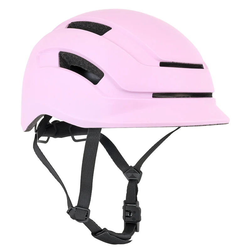 Casque Vélo Adulte Newton Urbain Commuter Rose Mat Taille 55-58 Réglage Molette - Éclairage Arrière Usb 270 G -Inclus Câble-