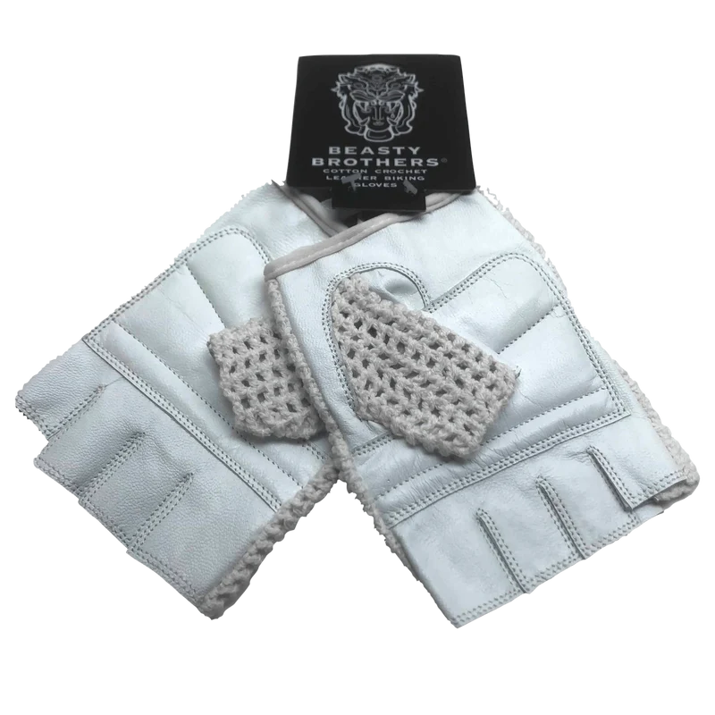 Bicycle gloves BeastyBrothers - White Leather/Cotton