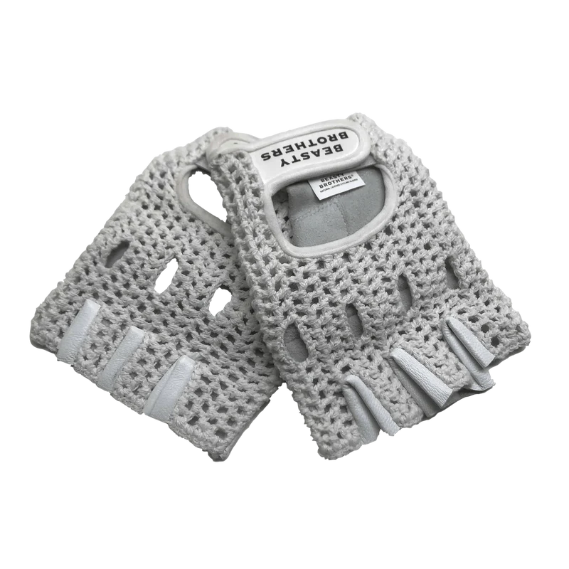 Bicycle gloves BeastyBrothers - White Leather/Cotton