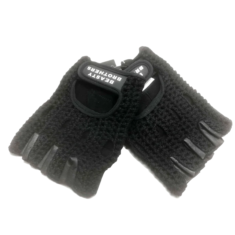 Bicycle gloves BeastyBrothers - Black Leather/Cotton