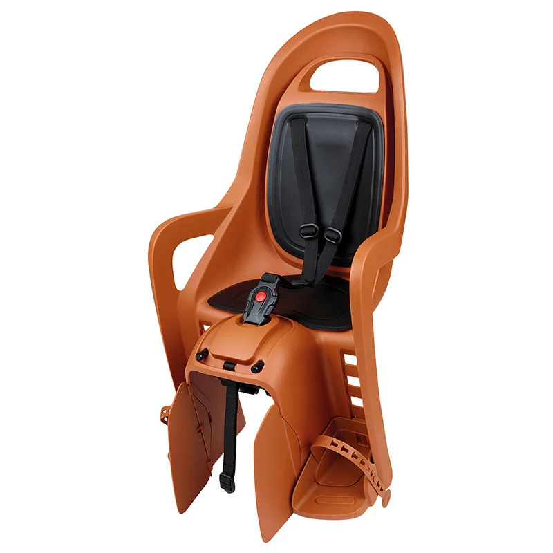 Porte Bebe-Siege Enfant Arrière Polisport A Fixer Sur Porte Bagage Fixation Etau Groovy Maxi Mik Hd Marron Coussin Noir (9 A 22Kgs) Homologué En 14344 Compatible Systeme " Mik Hd " Uniquement