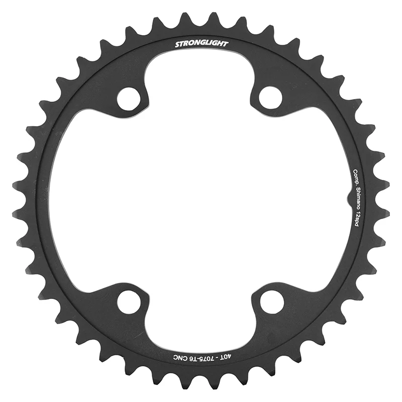 Plateau Route 4 branches Ø 110 Pour Shimano Ultegra R8100- Dura-Ace R9200- 105 R7100 Stronglight 40 dents Intérieur Noir Alu 12V. Pour Extérieur 54 dents