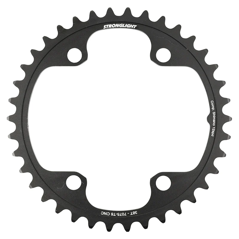 Plateau Route 4 branches Ø 110 Pour Shimano Ultegra R8100- Dura-Ace R9200- 105 R7100 Stronglight 38 dents Intérieur Noir Alu 12V. Pour Extérieur 52 dents