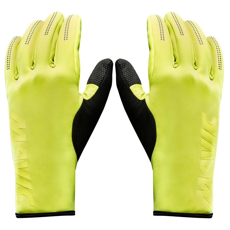 Gants Vélo Long Mavic Essential Thermo Noir-Jaune Reflechissant XL (Paire Sur Carte) Sans Velcro