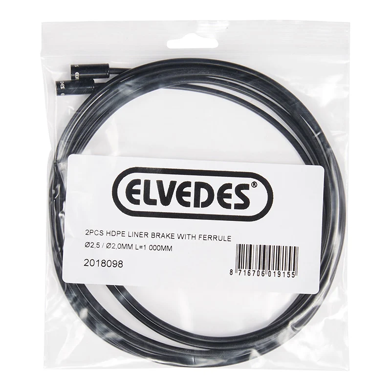 Liner Elvedes Noir Pour Passage Intégré Des Câbles De Frein Diam 2 - 2,5 mm L 750 mm (Vendu Par 2) -Inclus Embout De Gaine-