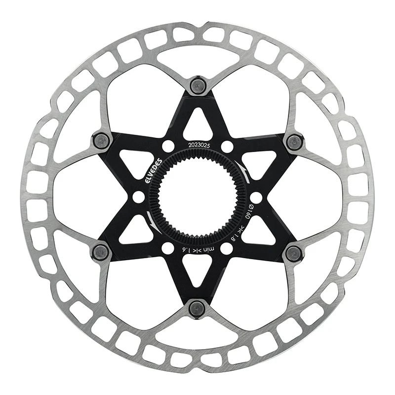 Disque De Frein Route - VTT Centerlock Elvedes 160 mm Acier Argent - Alu Noir (Ultra-Léger 117 G) -Épaisseur 1.8 mm-