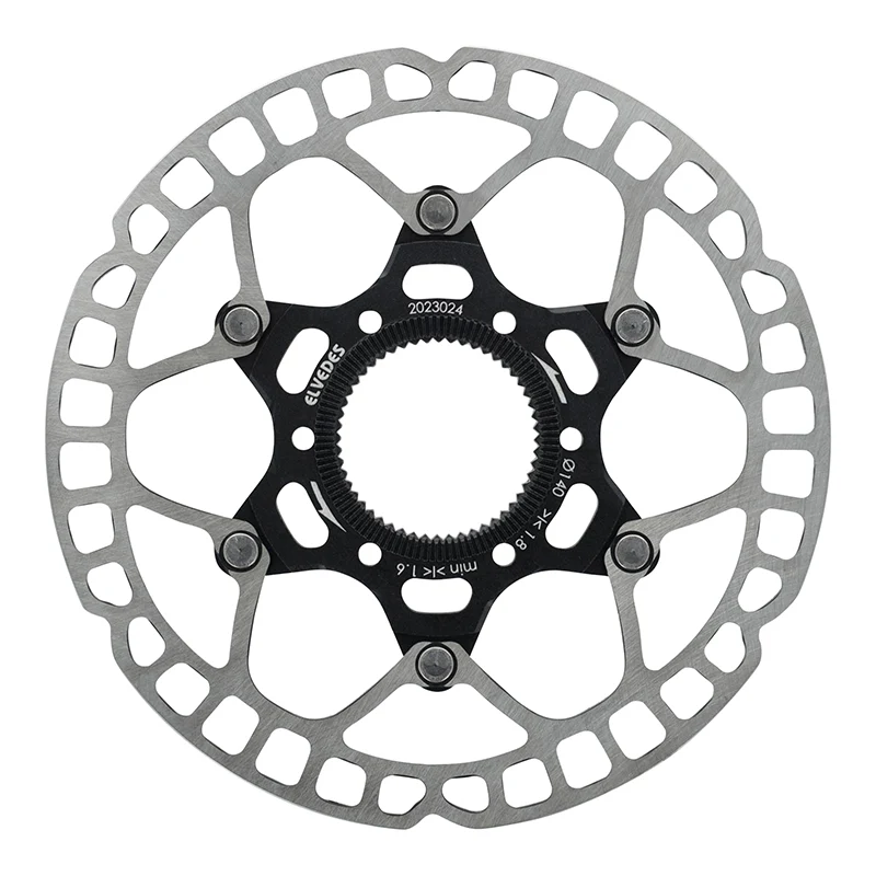 Disque De Frein Route - VTT Centerlock Elvedes 140 mm Acier Argent - Alu Noir (Ultra-Léger 99 G) -Épaisseur 1.8 mm-