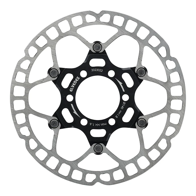 Disque De Frein Route 6 Trous Elvedes 140 mm Acier Argent - Alu Noir (Ultra-Léger 85 G) -Épaisseur 1.8 mm-
