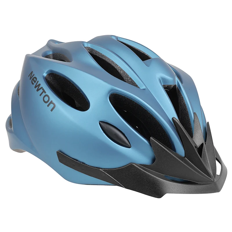 Casque Vélo Adulte Newton Route-VTT Sport Bleu Mat In-Mold Fermeture Boucle Fidlock Taille 58-61 Avec Visiere Et Lock (Vendu En Boite)