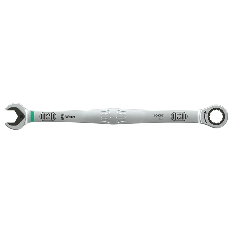 Clé Mixte-Plate A Cliquet Wera 6007 Joker 13 mm Version Longue 245 mm (Avec Fonction Retenue) Chrome Moly (Vendu A L'Unite) -Marque Allemande Pour Les Ateliers-