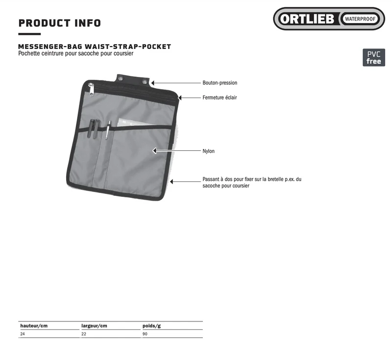 Ortlieb Messenger bag accessory - Waist pocket