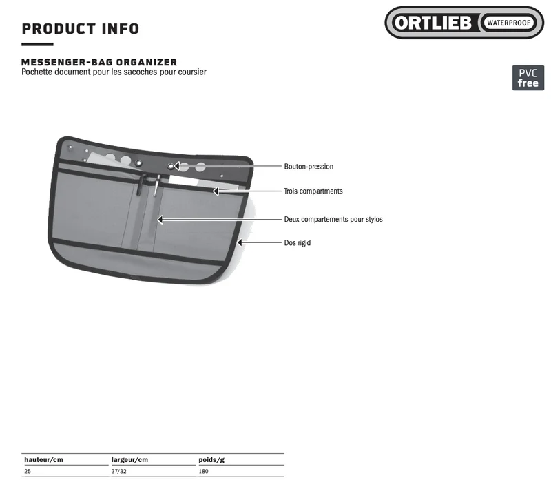 Ortlieb Messenger bag organizer
