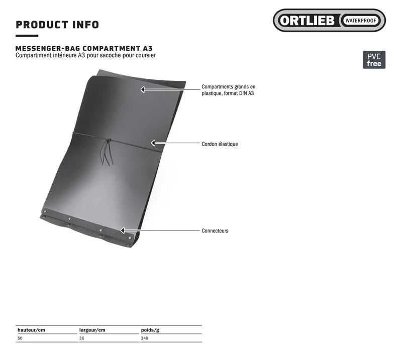 A3 compartment for Ortlieb Messenger bag