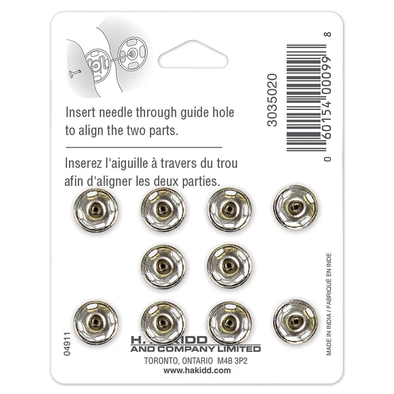 UNIQUE | Boutons-pression | Taille 2 / 11 mm (3⁄8″) | 10 Paires