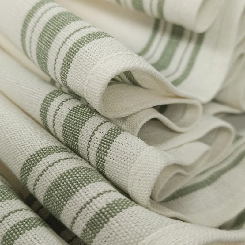 Tissu pour linge à vaisselle | Lin & Coton | Rayures Classiques