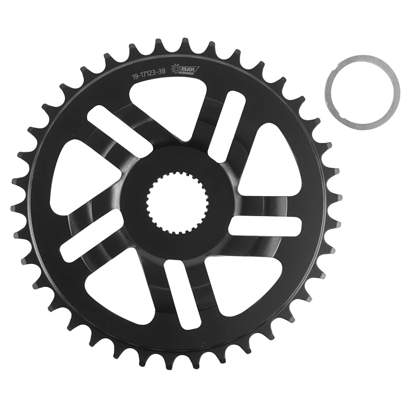 Plateau VAE-E-Bike Direct Mount Pour Bosch Esjot 38 dents Mono Noir Acier (2.38 - 1-2X3-32" - 5.65  1-2X11-128") (4Ème Generation) (Deport 2.5 mm)