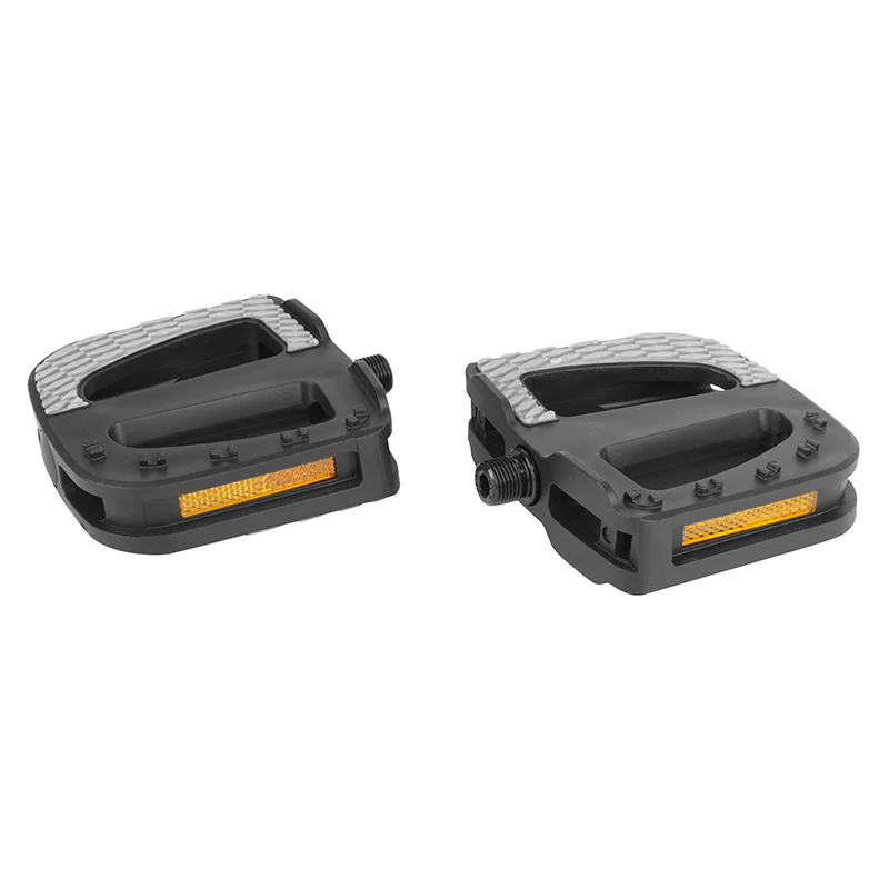 Pédale Cargo - E-Bike Roulement A Bille Newton Corps Et Cage Résine Noir-Gris Avec Grip 9-16" Réflecteur (Paire) 102X110.9X33 mm