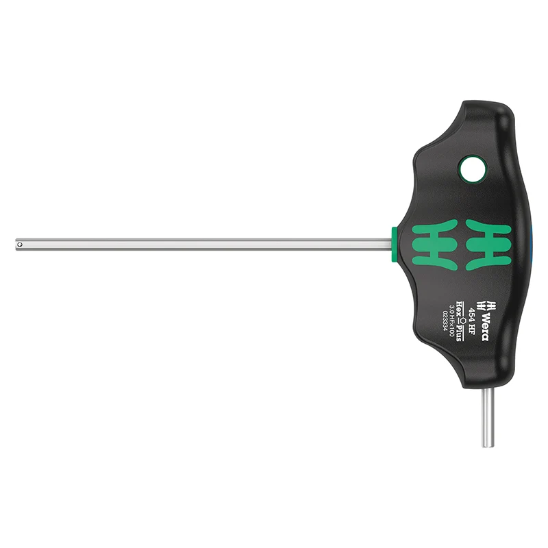 Clé Allen-6 Pans Manche En T Wera 454 Hex Plus 3X100 mm Noir-Vert (Vendu A L'Unite) -Marque Allemande Pour Les Ateliers-