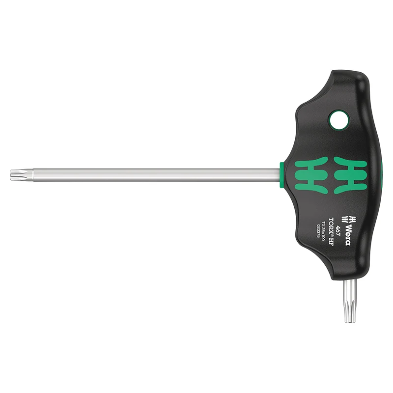 Clé Torx Manche En T Wera 467 Hf T25X100 mm Noir-Vert (Vendu A L'Unite) -Marque Allemande Pour Les Ateliers-