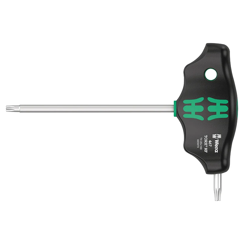 Clé Torx Manche En T Wera 467 Hf T20X100 mm Noir-Vert (Vendu A L'Unite) -Marque Allemande Pour Les Ateliers-