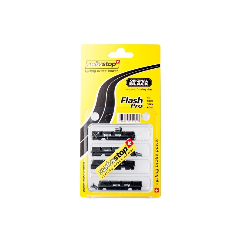 Pack of 4 SwissStop cartridges type Shimano Flash Pro Black for aluminum rims