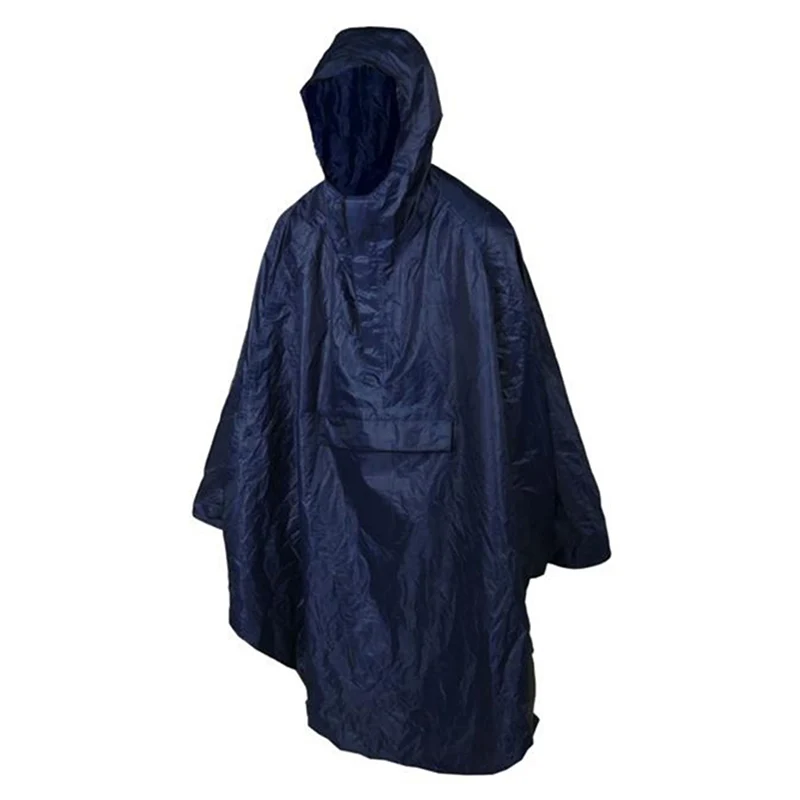 Poncho - Cape Anti Pluie Adulte P2R L-XL Bleu Marine Waterproof Avec Capuche - Taille 1.76 À 1.82M