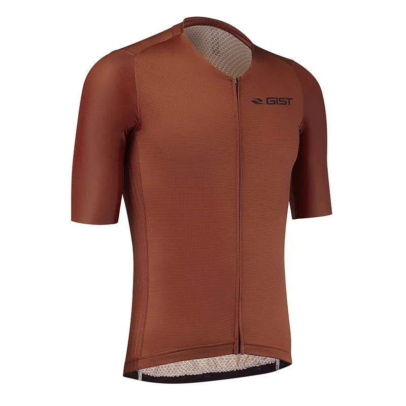 Maillot Gist Été Podium Manches Courtes Zip Total Rouge Brique L