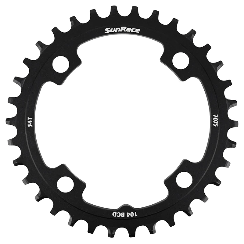 Plateau VTT 4 branches Ø 104 Pour Sunrace 34 dents Mono Noir Alu Compatible Autres Marques Narrow Wide