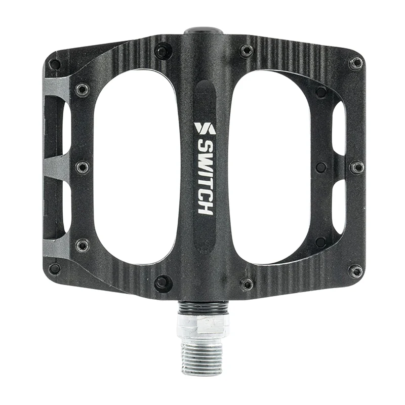 Pédale VTT Plateforme Descente - BMX Switch Large Freeride Alu Cnc Noir Filetage 9-16 Avec Picots (Paire) 110X100 mm