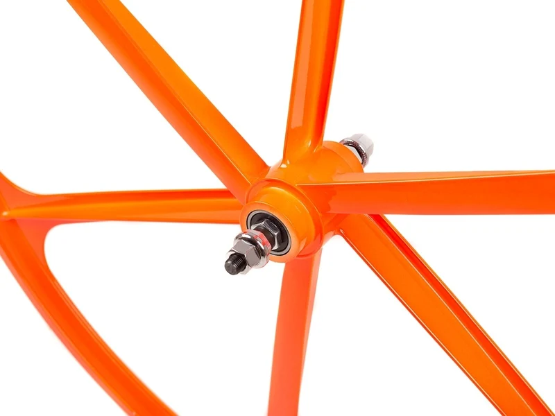 6 Spoke neon orange spoke wheel