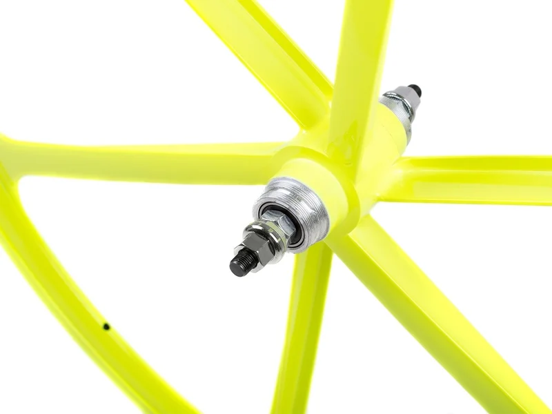 6 Spoke neon yellow spoke wheel