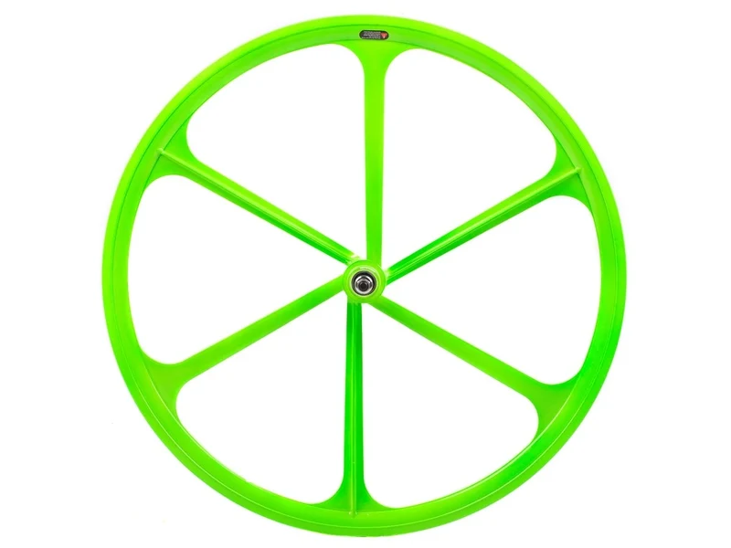6 Spoke neon green spoke wheel