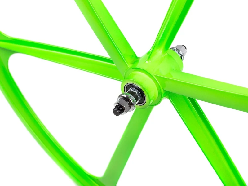 6 Spoke neon green spoke wheel