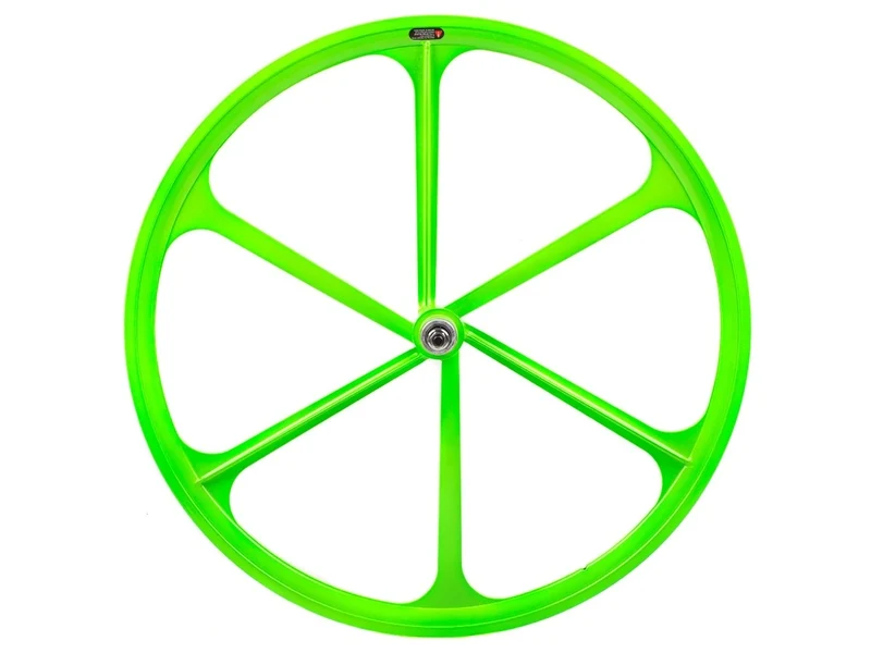 6 Spoke neon green spoke wheel