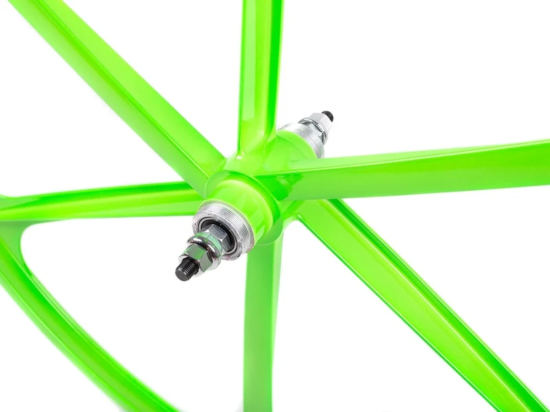 6 Spoke neon green spoke wheel
