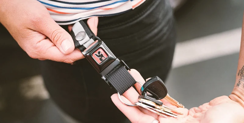Chrome mini Buckle key ring