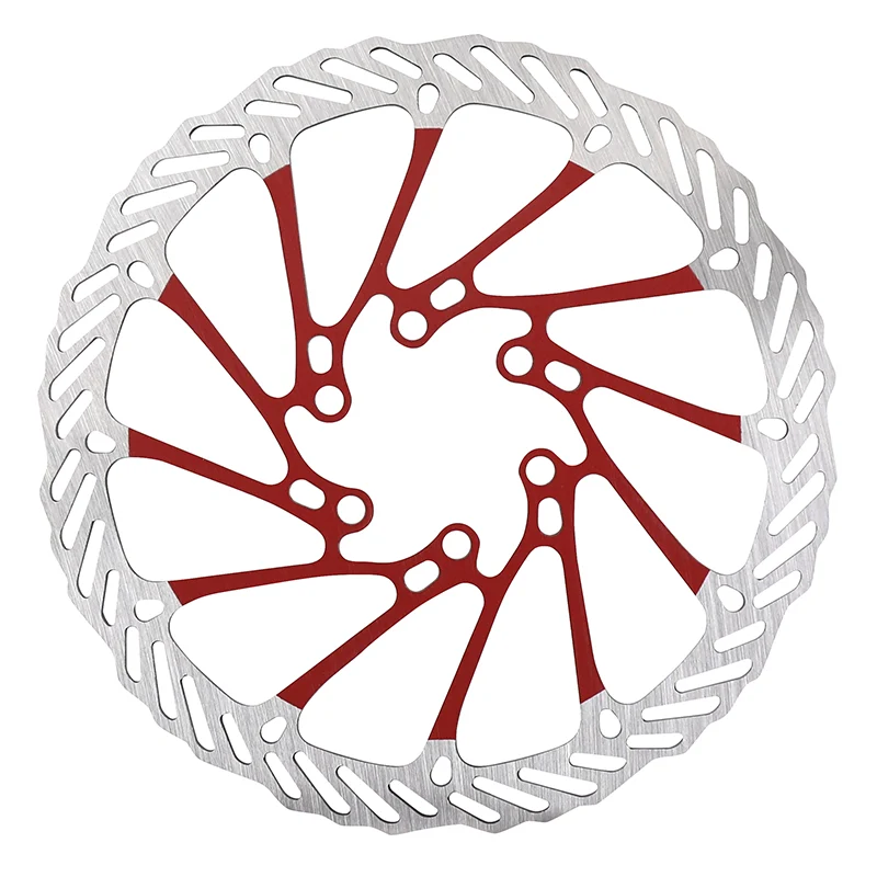 Disque De Frein Trottinette 6 Trous Diam 160 mm Argent-Rouge (Waves)