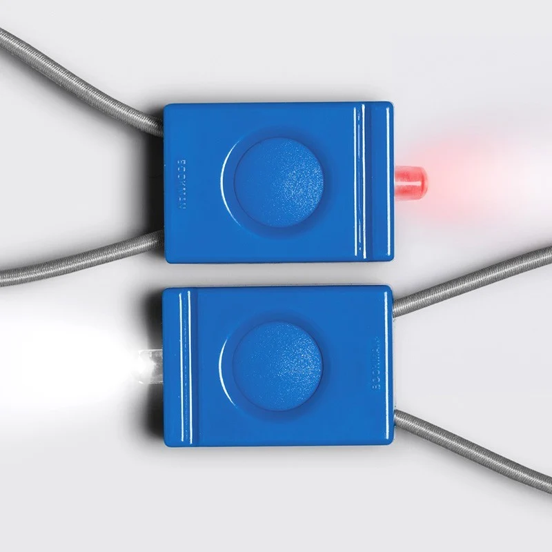 Pair of blue Bookman bicycle lamps