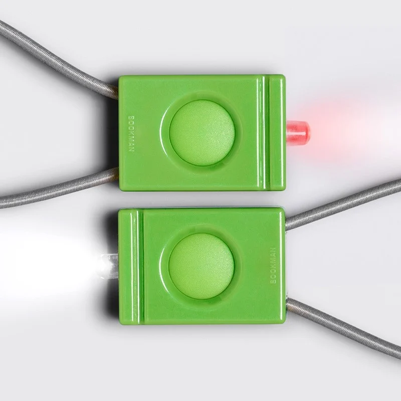 Pair of green Bookman bicycle lamps
