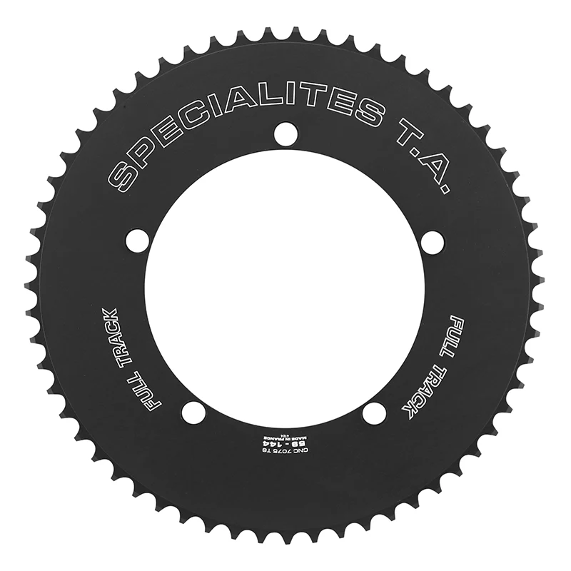 Plateau Piste 5 branches Ø 144 Ta Full Track 59 dents Noir Alu 7075 Pour Chaîne 3.17 mm (1"1-8)