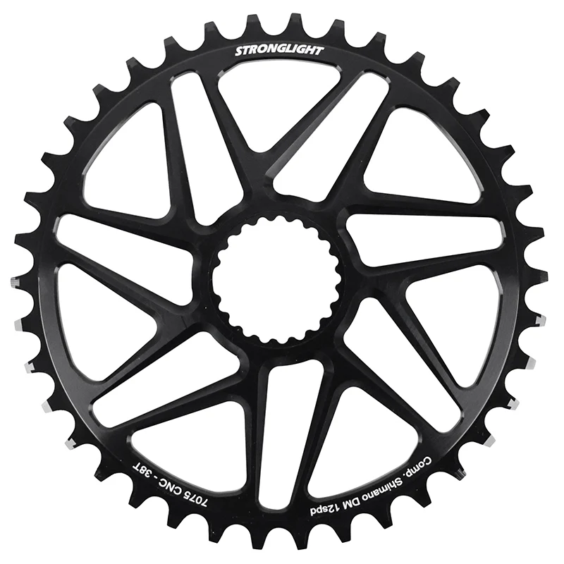 Plateau VTT Direct Mount Pour Shimano Fc-M6100-M6120-M6130-Fc-M7100-M7120-M7130-Fc-M8100-M8120-M8130 Stronglight Mono Alu Noir 38 dents - Deport 3 mm 12V.