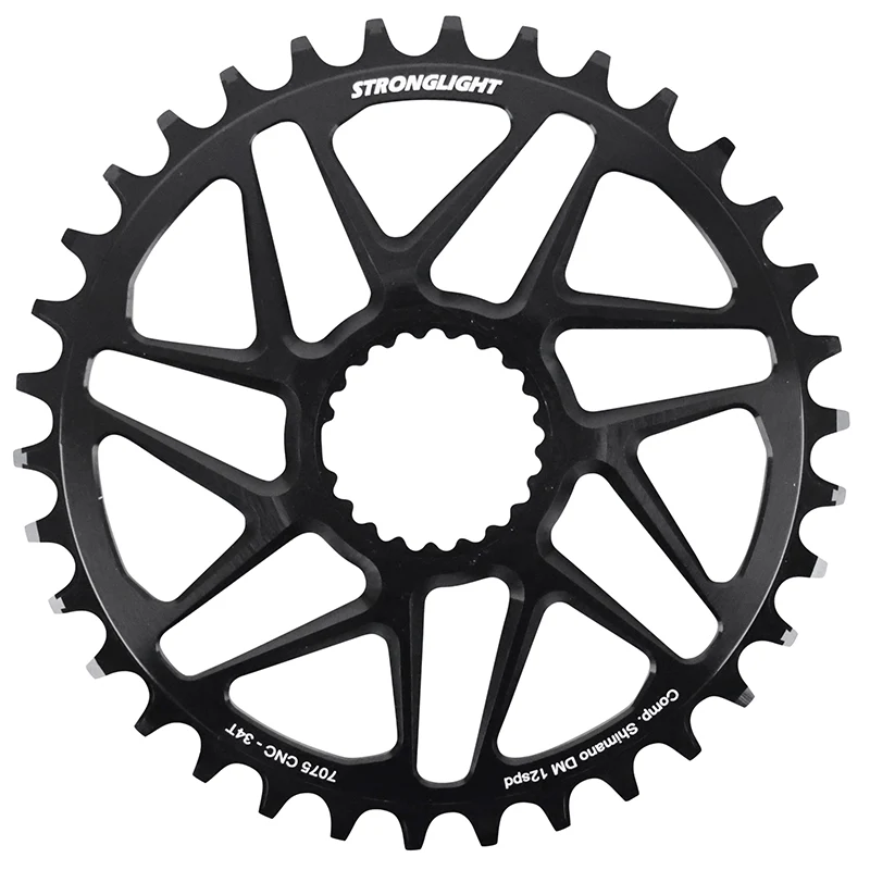 Plateau VTT Direct Mount Pour Shimano Fc-M6100-M6120-M6130-Fc-M7100-M7120-M7130-Fc-M8100-M8120-M8130 Stronglight Mono Alu Noir 34 dents - Deport 3 mm 12V.