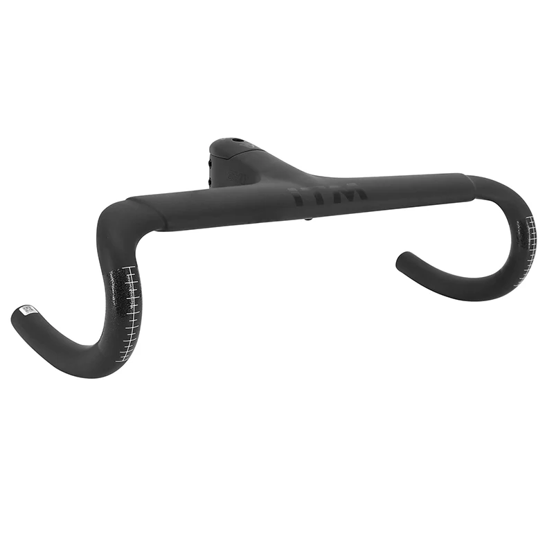 Cintre Combo Route Itm Ch1R Carbone Mat L 44 Extérieur (Axe-Axe 42 cm) Avec Potence Intégrée L 100 mm Pour Passage Câble Interne (Ajout Reference 212003 Recommande)