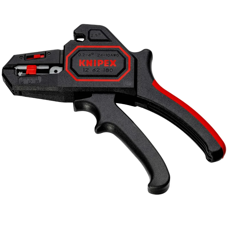 Pince A Denuder Pro Knipex Automatique A Réglage 180 mm Denudage Fil De 0,2 A 6Mm², Coupe Fil Jusqu'A 2,5Mm² (12 62 180) -Made In Germany -