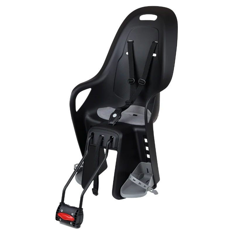 Porte Bebe-Siege Enfant Arrière Polisport A Fixer Sur Cadre Koari Noir Coussin Gris (9 A 22Kgs) Compatible Cadre 29" Et Petits Cadres Homologué En 14344