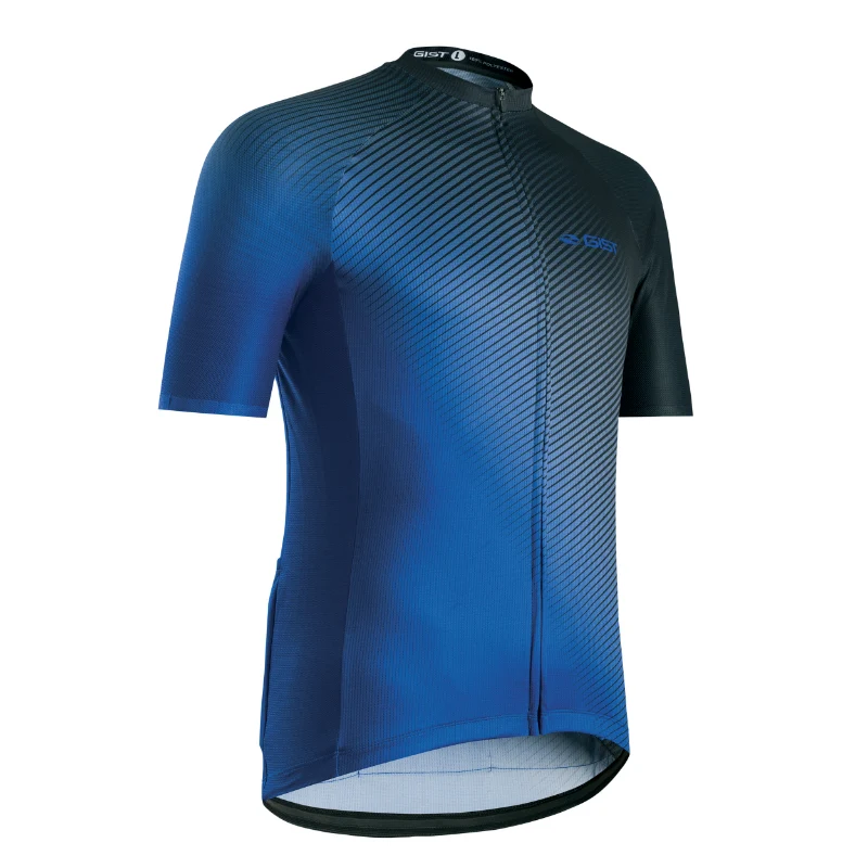 Maillot Gist Été Flow Manches Courtes Zip Total Bleu L