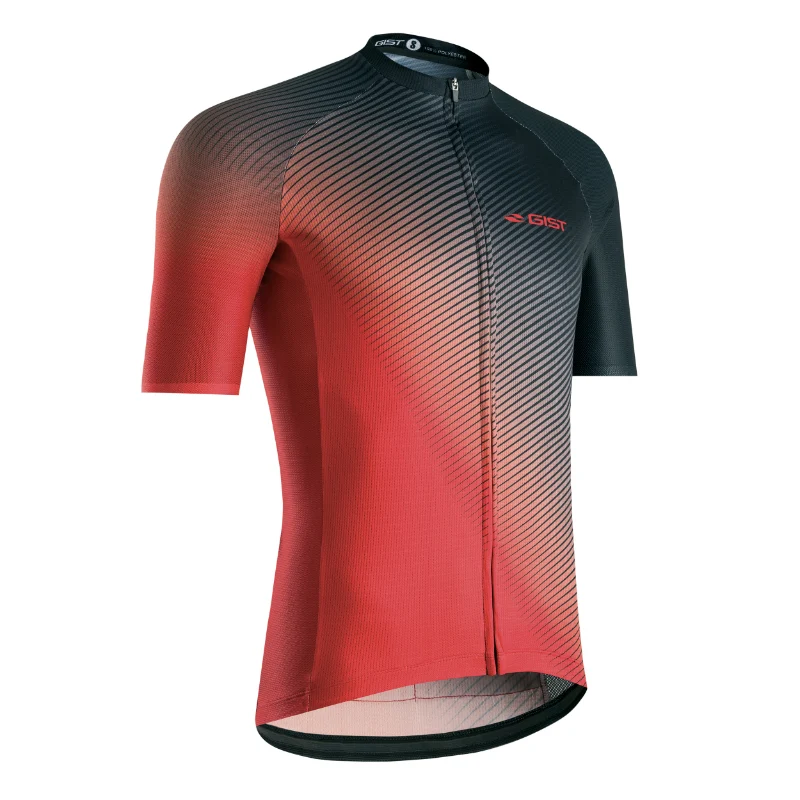 Maillot Gist Été Flow Manches Courtes Zip Total Rouge M