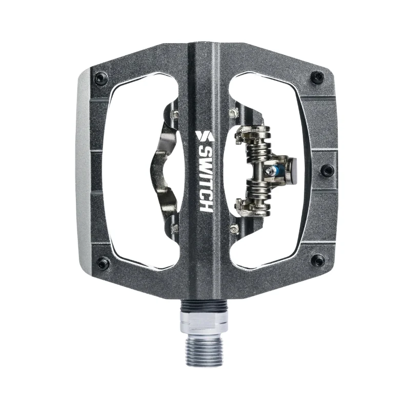 Pédale Gravel - VTT Plate Switch Automatique Ou Standard Alu Cnc Gris 90 X 90 mm (Compatible Shimano SPD) (Paire)